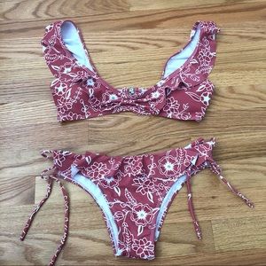 🌸Scooped Floral Frill Bikini